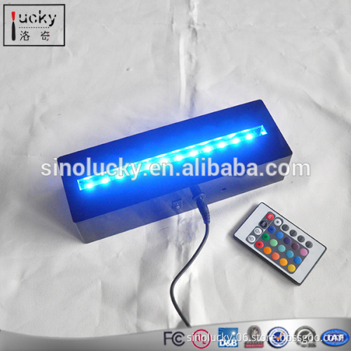 Acrylic RGB colorful LED base with remote controller for customized LOGO display , square led light base